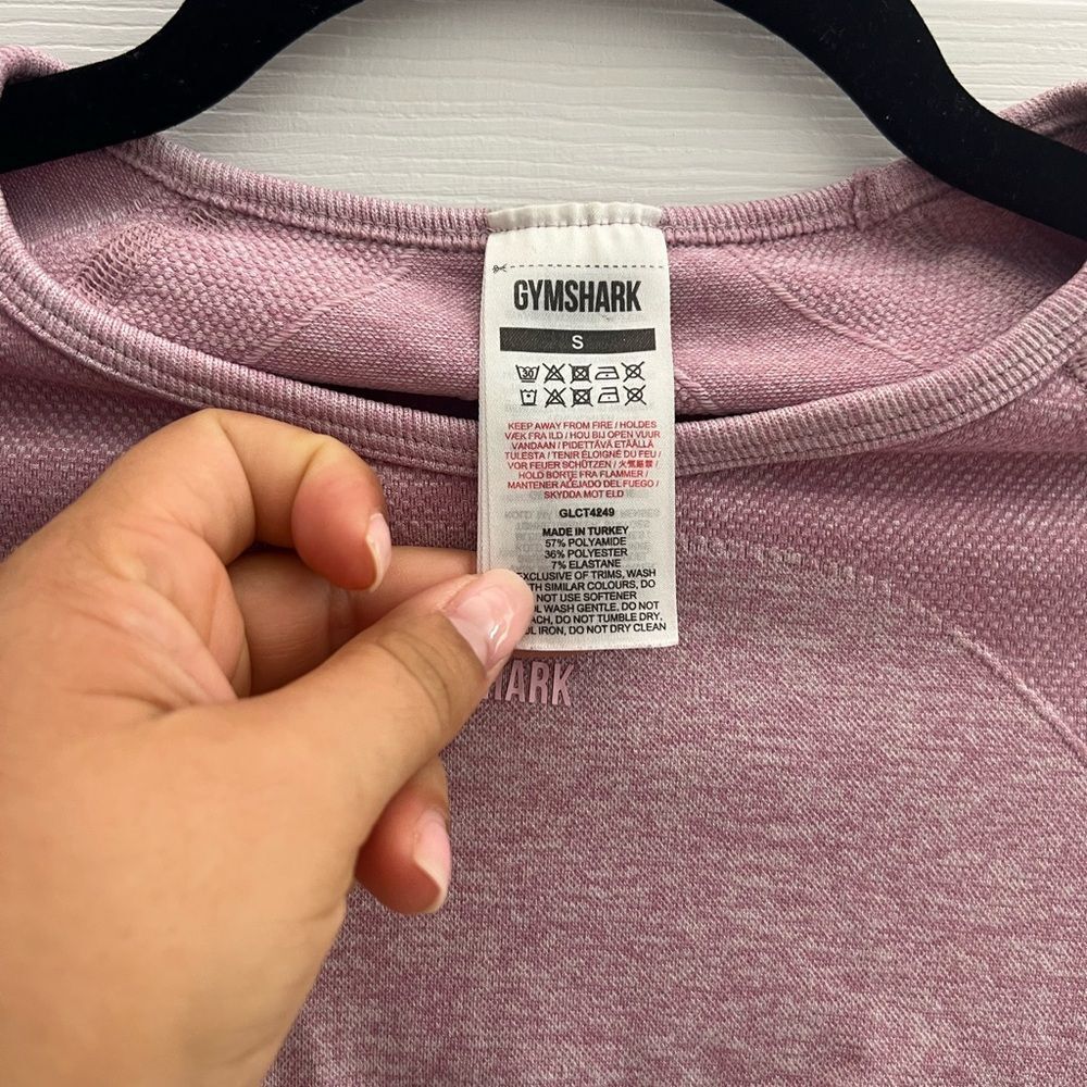 Gymshark Flex Crop Top Long Sleeve Active Deep Blush/White Size Small - Picture 9 of 12